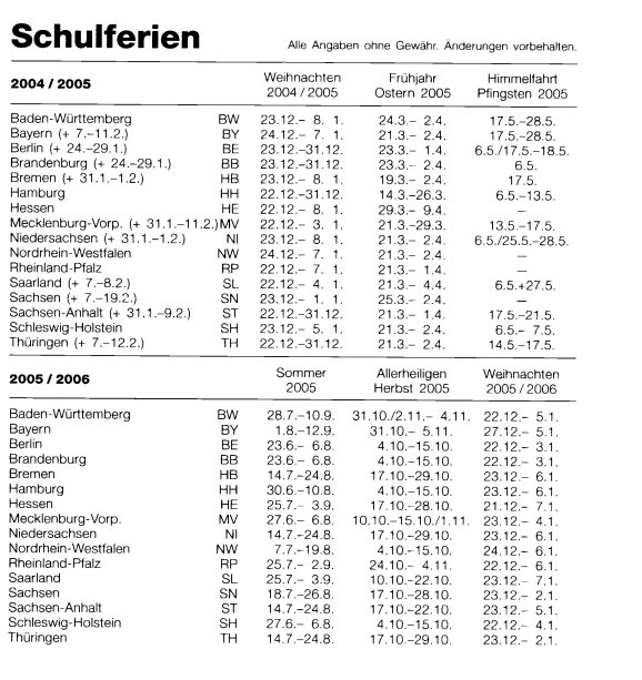 Schulferien
